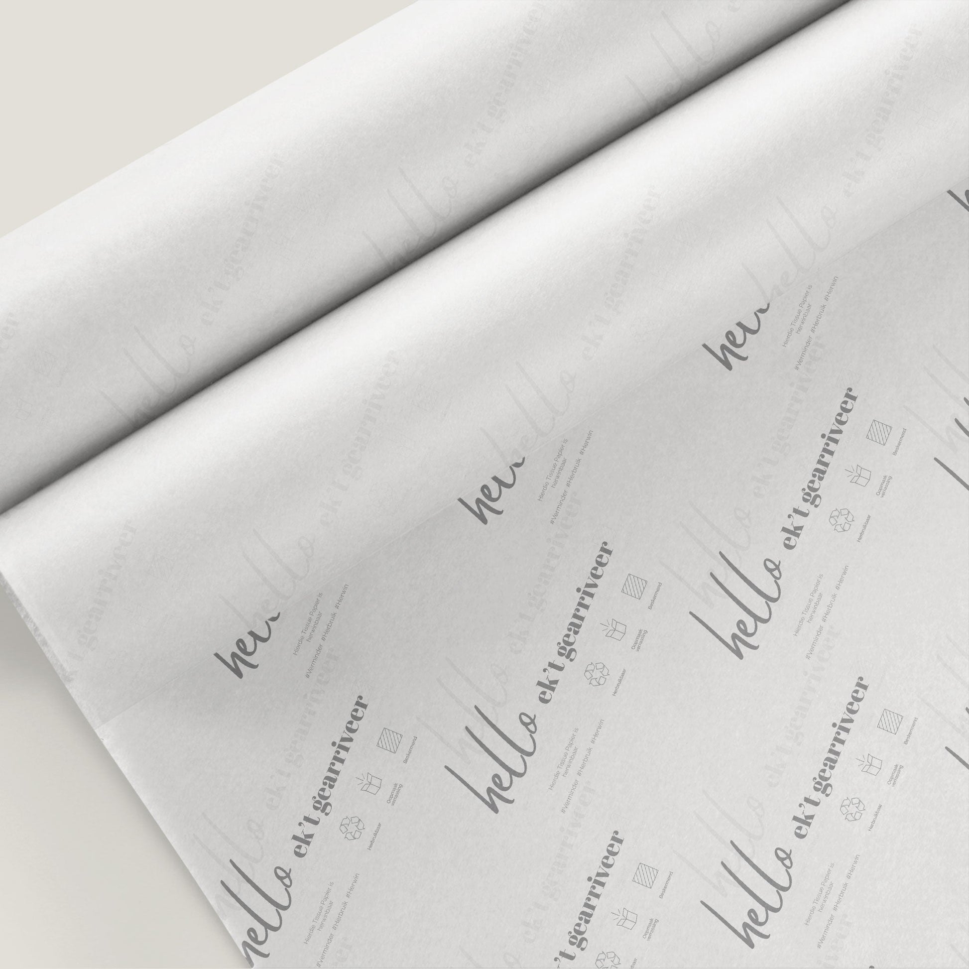 Hello Ek’T Gearriveer Tissue Paper (Wholesale) - Custom Printed Tissue Paper & Wholesale Packaging South Africa